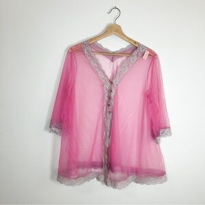 Vintage sheer button down babydoll top size medium